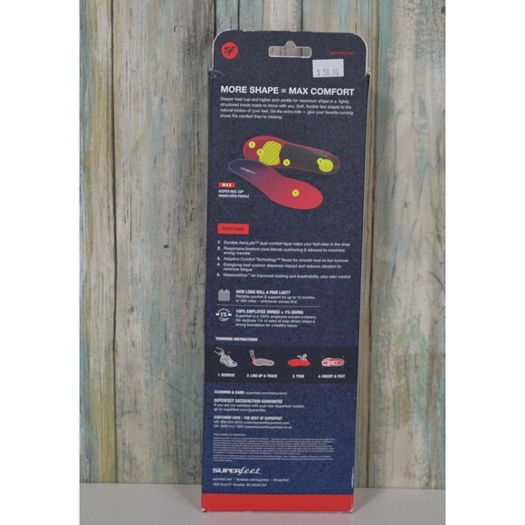 Superfeet Run Dynamic Cushion High Arch Shoe Insoles 5.5-7 Men / 6.5-8 Women - Picture 9 of 13